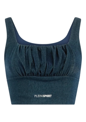 Plein Sport gathered denim top - Blue