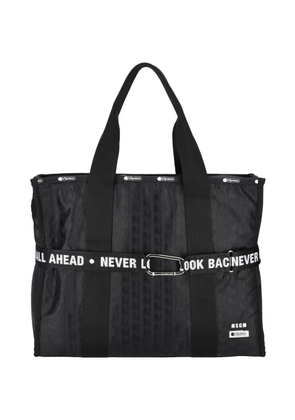 MSGM patterned lettering strap tote bag - Black