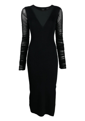 PINKO panelled ribbed-knit midi dress - Black