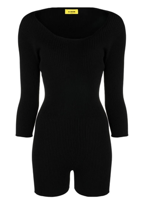 AERON fine-ribbed scoop-neck playsuit - Black