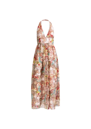 Silvia Tcherassi Kairi floral-print V-neck dress - Neutrals