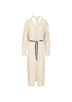 Barena striped tie-neck dress - Neutrals