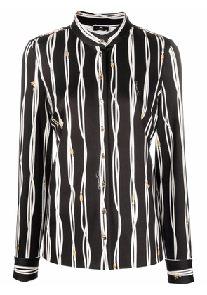 Elisabetta Franchi stripe-print band-collar shirt - Black