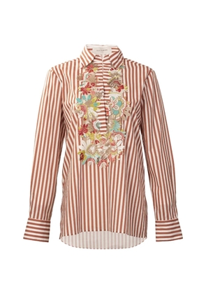 Silvia Tcherassi Karole striped floral blouse - Brown