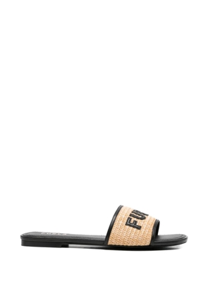 Furla logo-lettering flat sandals - Neutrals