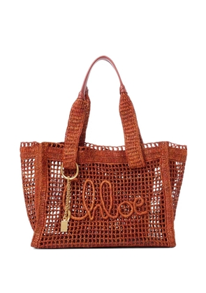 Chloé Summer Banana raffia east-west tote bag - Brown