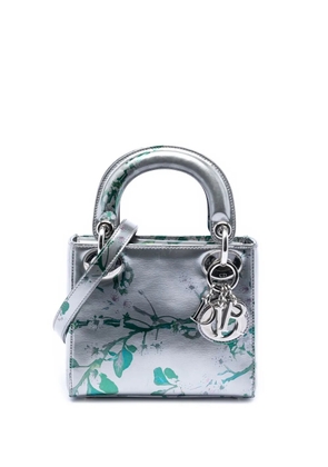Christian Dior Pre-Owned 2015 Mini Metallic Lambskin Floral Printed Lady Dior satchel - Green
