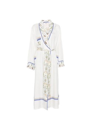 Camilla print-detail belted midi dress - White