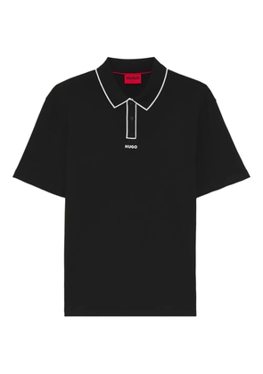 HUGO piped-trim cotton polo shirt - Black