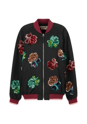 Marni sequin flower bomber jacket - Black