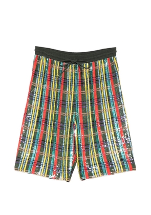Ashish plaid sequin shorts - Green