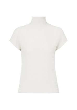 Issey Miyake pleated roll-neck top - White