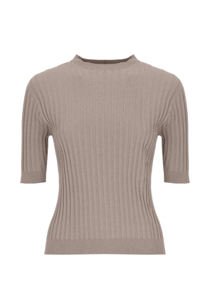 Peserico ribbed-knit short-sleeve sweater - Neutrals