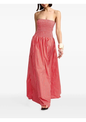 Aston Studio Layla gingham smocked maxi dress - Red