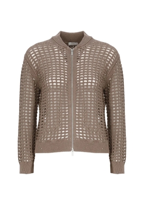 Peserico open-knit zip cardigan - Brown