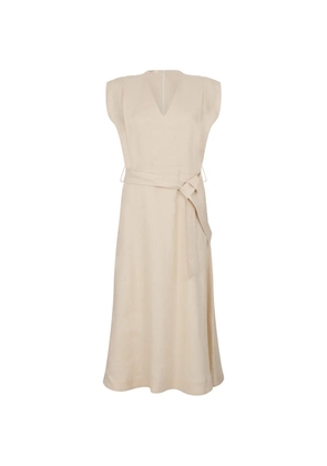 slowear v-neck tie dress - Neutrals