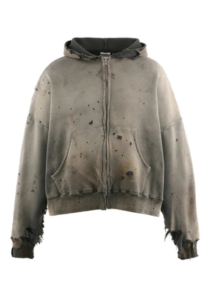 SAINT MXXXXXX hooded distressed sweatshirt - Grey