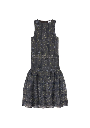 GANNI floral belted midi dress - Grey