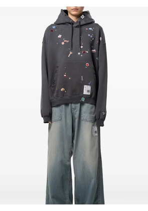 Maison MIHARA YASUHIRO kids sticker printed hoodie - Grey