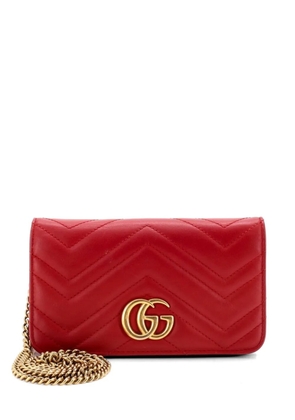 Gucci Pre-Owned GG Marmont Chain Flap Bag Matelasse Leather Mini crossbody bag - Red