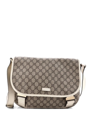Gucci Pre-Owned Double Buckle Messenger Bag GG Coated Canvas Medium crossbody bag - White