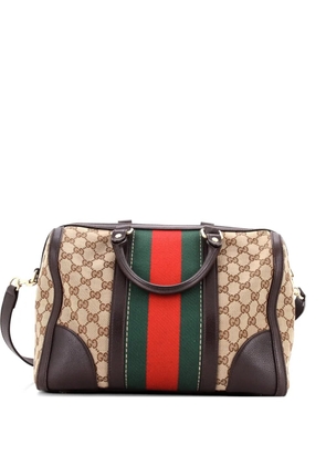 Gucci Pre-Owned Vintage Bee Web Boston Bag GG Canvas Medium satchel - Brown