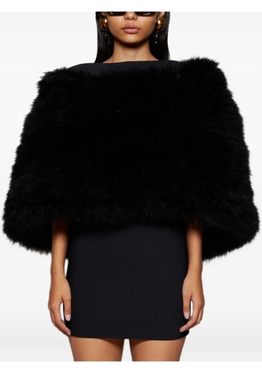 The Attico faux fur-trimmed mini dress - Black