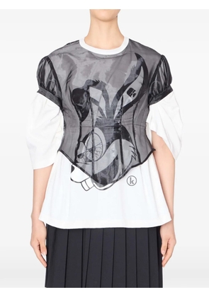 Kolor puff-sleeve graphic T-shirt - White