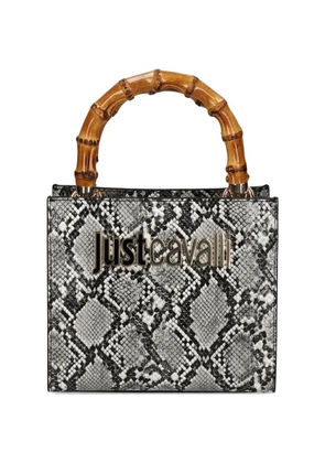 Just Cavalli bamboo-handle snake-effect tote bag - Grey