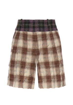 LOEWE check panelled shorts - Brown