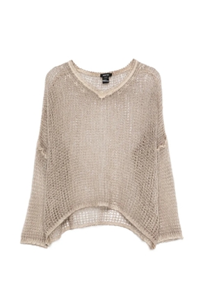 Avant Toi V-neck open-work sweater - Neutrals