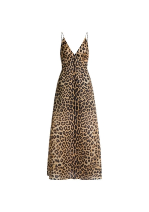 Alberta Ferretti leopard V-neck dress - Brown