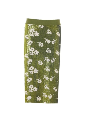 Essentiel Antwerp sequin floral midi skirt - Green
