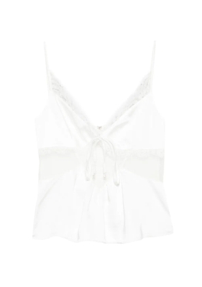 Self-Portrait satin lace top - White