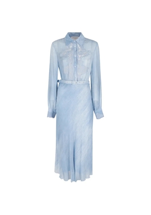ERMANNO FIRENZE lace-detail belted dress - Blue