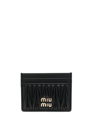Miu Miu macramé textured card holder - Black