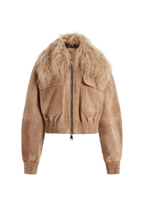 16Arlington Cie fur-collar suede jacket - Neutrals