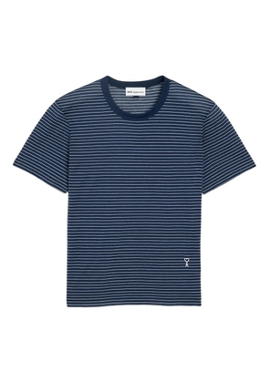 AMI Paris Ami De Coeur striped logo-patch T-shirt - Blue