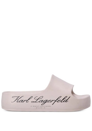 Karl Lagerfeld logo-print flat slides - Neutrals