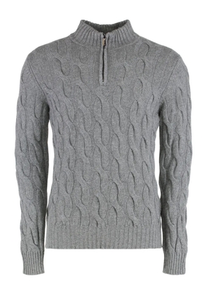 Moorer Fedro-CWS cable-knit zip sweater - Grey