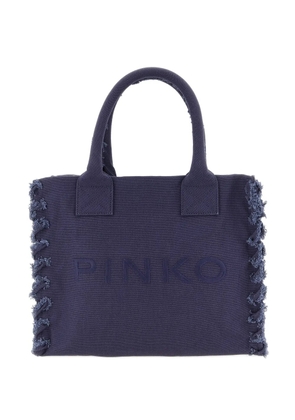 PINKO frayed lettering medium tote bag - Blue
