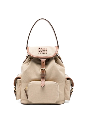 Miu Miu logo pocket backpack - Neutrals