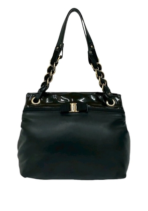 Ferragamo Pre-Owned 2000-2025 Leather Vara Bow shoulder bag - Black