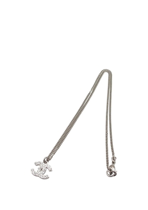 CHANEL Pre-Owned 2012 Silver Plated CC Rhinestone Pendant Necklace costume necklace