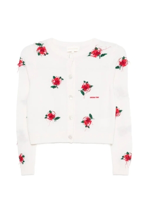 SHUSHU/TONG floral-embroidered cardigan - White