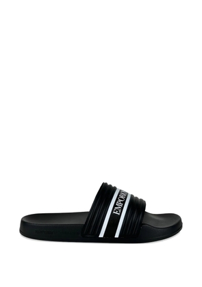 Emporio Armani logo stripe slides - Black