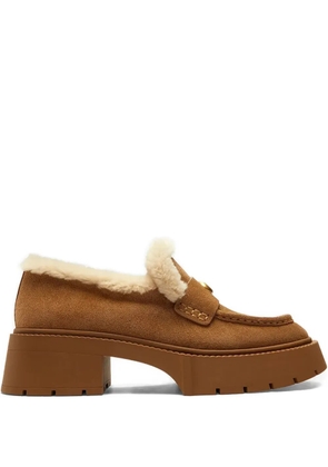 Coach Leah shearling-trim logo loafers - Brown