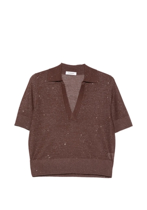 Kangra V-neck collared top - Brown