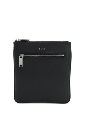 BOSS logo-lettering messenger bag - Black