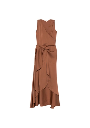 SILK95FIVE Shangri La draped V-neck dress - Brown
